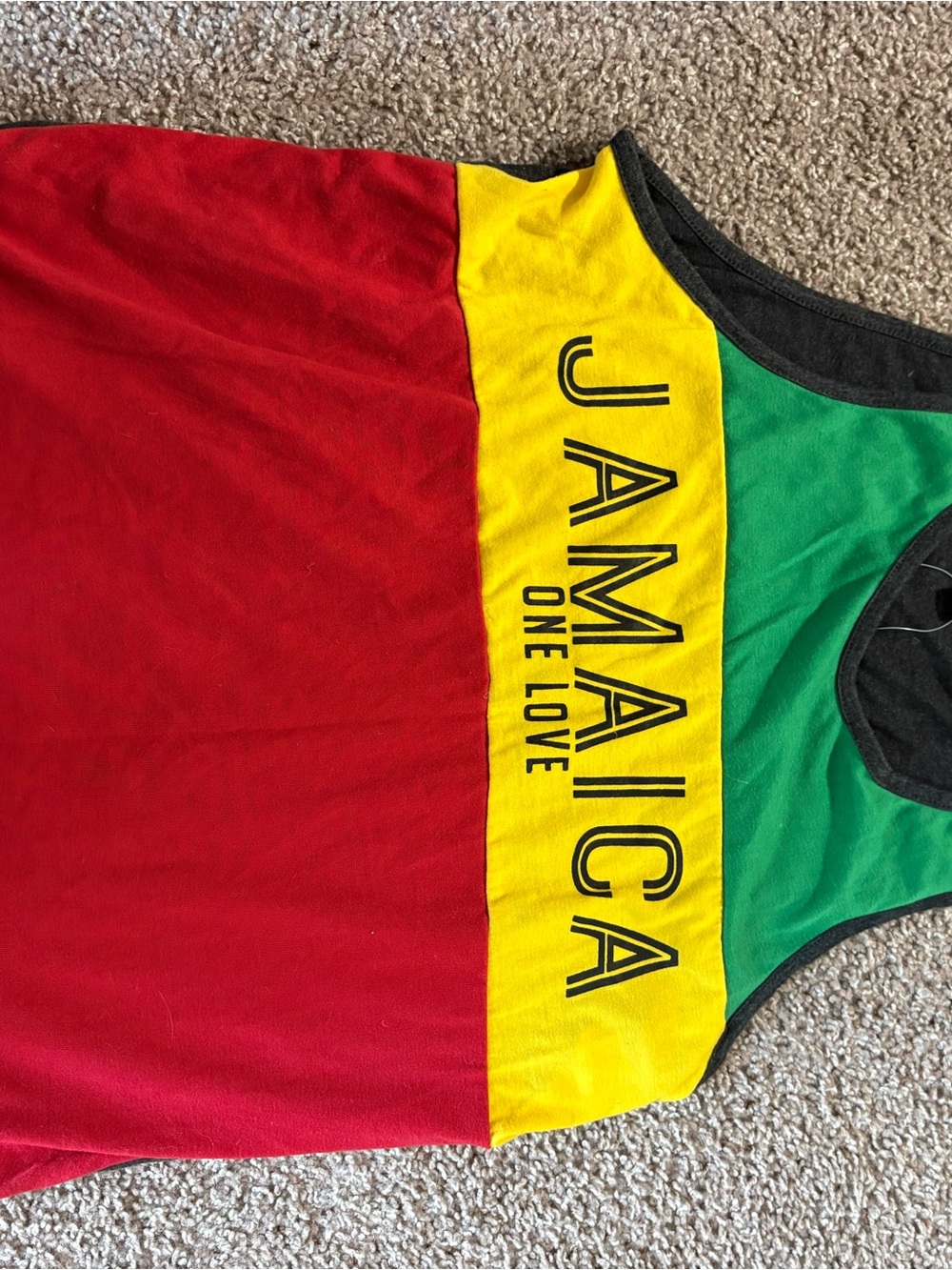 Colorblock Jamaica 'One Love' Tank Top - Red, Yellow, Green
